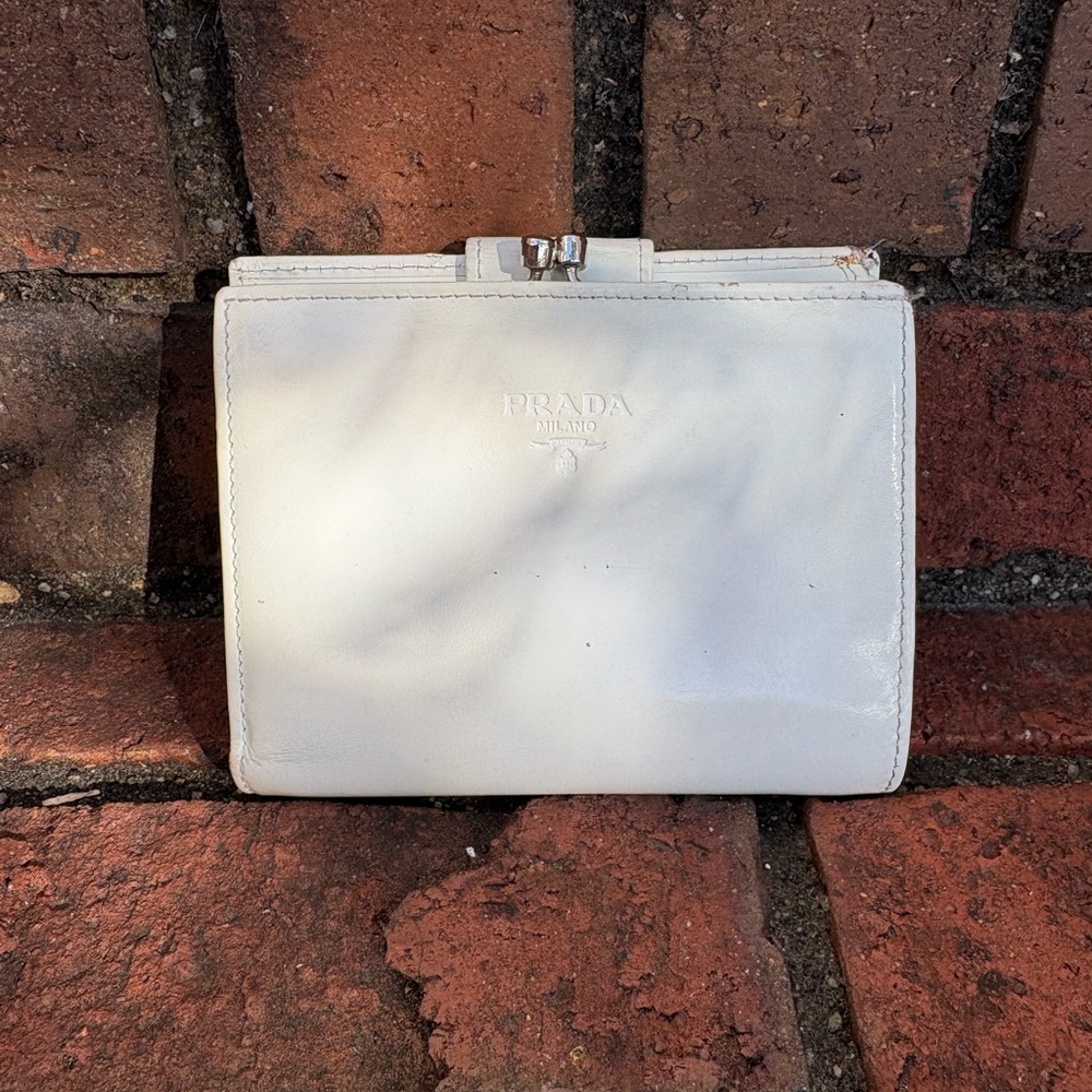 Prada Spazzolato Bianco Leather Bifold Wallet